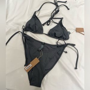 Skims Bikinis Set - S top M bottom color- gun metal